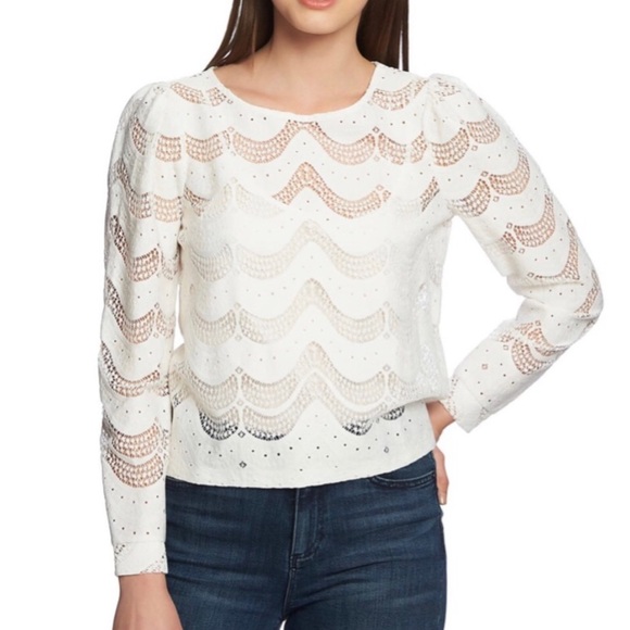 1. State Tops - 1. State Scalloped Ecru Blouse (Nordstrom)